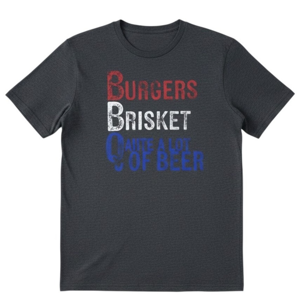 Burgers Brisket Lot of Beer Graphic T-Shirt Mens Size 2XL BBQ Shirt Funny Tee